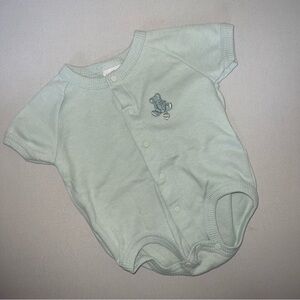 Vintage Carter’s Baby Bubble Onesie Romper with Bear Embroidery Green 0-3 Months